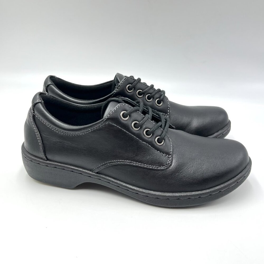 Eastland Womens Size 6 Pandora Black Faux Vegan Leather Lace Up Oxfords Shoes